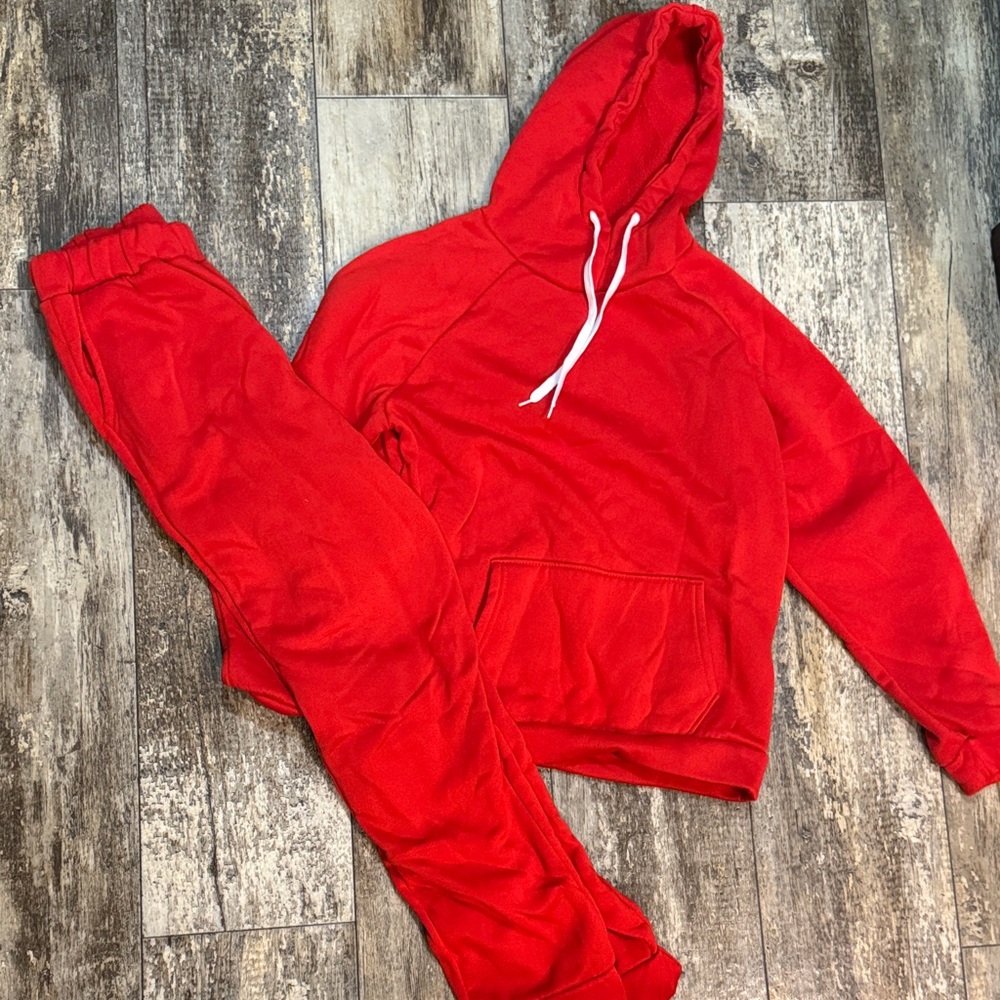 Red Hoodie and Sweatpants Set